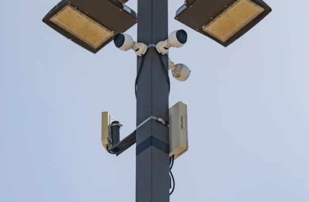 Adventure Storage Rv Boat Toy light posts with security cameras in Justin, TX